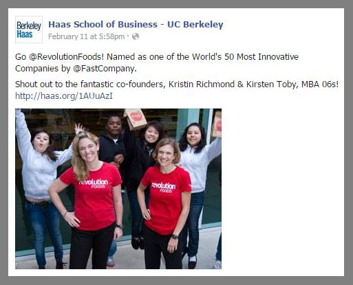 Revolution Foods Co-Founders and Berkeley MBA alums Kirsten Saenz Tobey and Kristin Groos Richmond