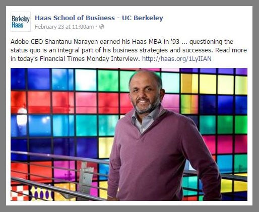 Adobe CEO and Berkeley Evening & Weekend MBA alum Shantanu Narayen