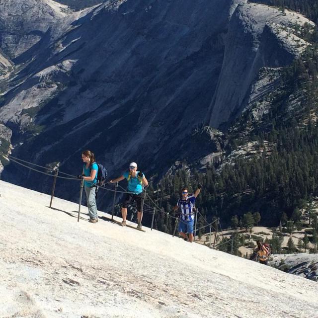 Ryann and classmates climbing Half Dome on an MBA camping trip last weekend.