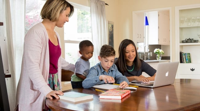 Part-time MBA Student Celia Carter at home with family