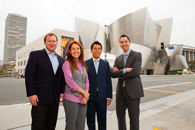 L.A.-based students from the Evening & Weekend Berkeley MBA Program in front of Disney Concert Hall