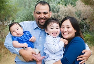 Full-time MBA grad George James and family