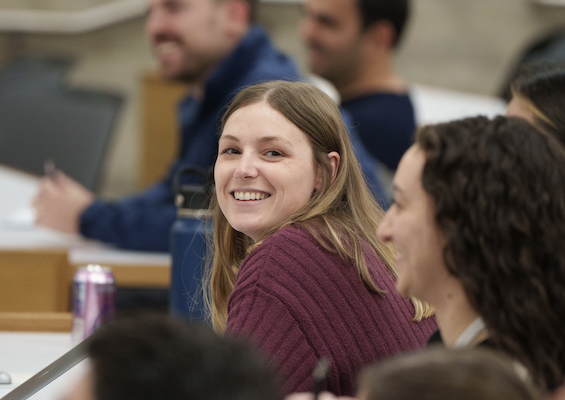 Image of smiling student during Flex MBA in-person immersions. 