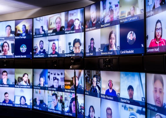 Screen image capturing students in Flex MBA Zoom Classroom in action.